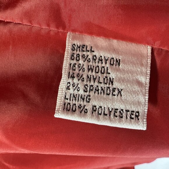 Talbots Womens Blazer Jacket Size 12 Solid Red Button Pockets Stretch Wool Blend - Picture 10 of 13